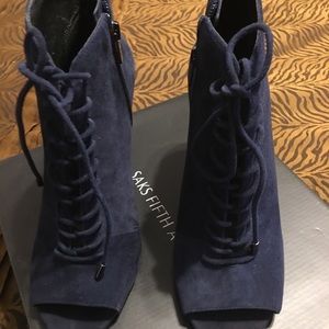 Saks Fifth Avenue, dark navy blue bootie. Size 10